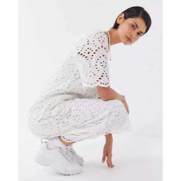 Vetiver Halcyon White Eyelet Wide Leg Jumpsuit Size XS - Picture 3 of 16